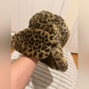leopard print fuzzy hat